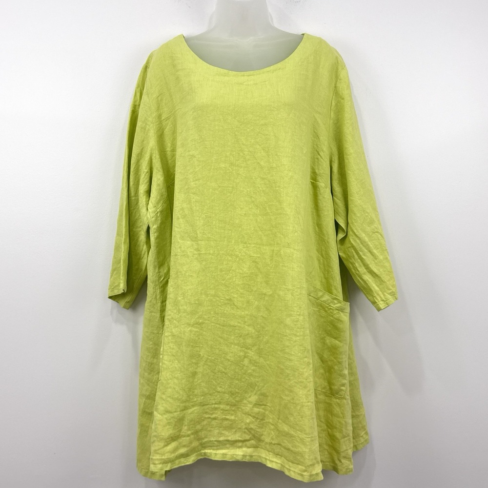 LA Fixsun 100% Linen Top XL Lagenlook Oversized Coastal Lagom Tunic Pockets